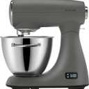 ZACME Mixers Kitchen Electric Stand Mixer 5.5QT 600W, Aluminum die casting and Gears, Dual Cooling System, Low Noise, DC Motor, LED Display and Timing Function, Tilt-head Metal Food Mixer, Grey