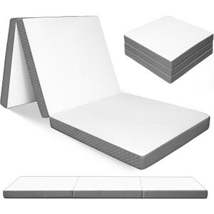 Triple Fold Sponge Mattress, 3 Inch Portable Floor Bed, Collapsible and Washable Cover, Ideal for Travel, Camping & Yoga (Small Single)