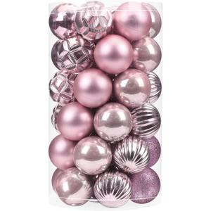 41ct Large Christmas Balls Shatterproof Hanging Decorations Set for Xmas Tree Garland Ornaments (Pink, 2.36''/60mm)
