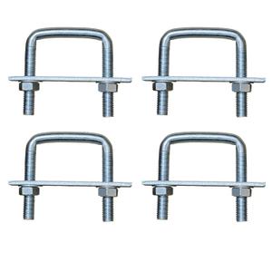 4 Pack Square U-Bolts for Trailer- Galvanized Steel Clamp Set, Fits 2/2.5/3/3.5/4 Inch Wide Leaf Springs, 0.5in Heavy Duty Large Diameter U-Bolt (3in Inner Width)