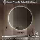 Niccy Round Led Mirror for Bathroom, 30" Circle Frameless Backlit Mirror wiht Light, Anti-Fog, 3 Colors, Waterproof, Memory Function