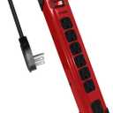 Digital Energy 15-FT 7 Outlet Metal Surge Protector Power Strip 14 AWG Extension Cord, 1350 Joules, Heavy Duty Workshop Mountable Built in Cord Management, Red