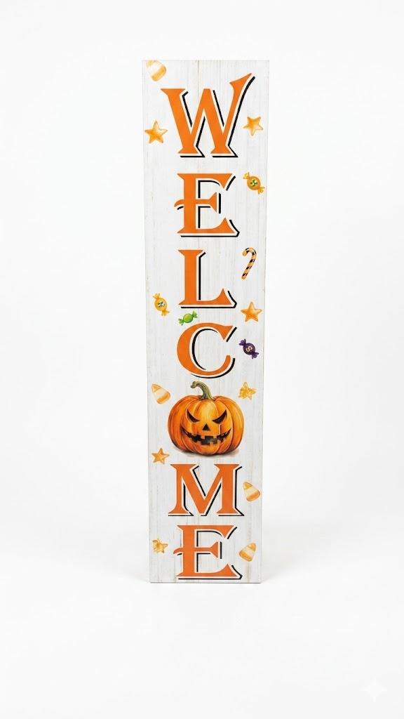 Halloween Porch Decorations Halloween Welcome Sign for Front Door Tall Halloween Outdoor Front Porch Decor for Halloween Porch Decor Fall Decor Halloween Decorations Indoor 8"x63"
