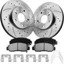 Front Brake Pads And Rotors Kit Compatible With 2003-2007 Honda Accord, 31305 D1506-7656 Automotive Replacement Brake Kits Anti-rust Oil Drilled And Slotted Rotors 281.6mm(11.1in)