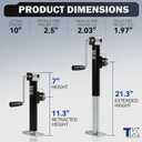 5,000 LBS Pipe-Mount Trailer Jack, 10" Lift, Swivel Tongue Jack with Lock Pin, Weld On Jack for RV, Boat, and Utility Trailers