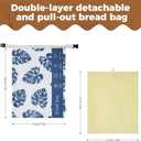 2 Pack Beeswax Bread Bags for Sourdough,Reusable Bread Bag for Homemade Sourdough,Food Grade Cotton Beeswax Bags,Large Capacity and Portable,Washable,Refrigerable,Gifts for Bakers (Zipper) (Leaf pattern)