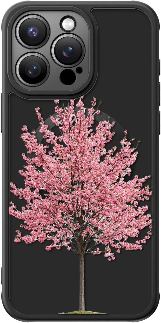 FUNMIKO for iPhone 14 Pro Case Military-Grade Protection & Wireless Charging - Trendy Floral Design for Women Girls, Non-Slip Matte Phone Cover with Shockproof Corners - Blooming Cherry Tree