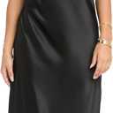 Women's High Neck Open Back Satin Maxi Dress (Black, M)
