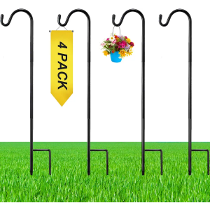 4 Pcs 24 Inch Shepherds Hook for Outdoor Adjustable Bird Feeder Pole Metal Steel Shepard Hooks for Hummingbird Stand Feeder Pole for Garden Plant, Lantern, Hanging Wedding Decor