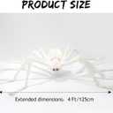 4 Ft Halloween Decorations Outdoor Giant White Spider Prop Terrifying Giant Spider Realistic Large Haunted House Prop Furry Spider Decorations