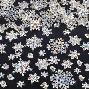 40Pcs Christmas Tree Decorations Christmas Snowflake Ornaments, Iridescent Snowflakes Acrylic Christmas Hanging Ornaments with Beads for Christmas Tree Winter Xmas Holiday Party Supplies Indoor