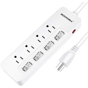 Appliance Extension Cord with Individual Switches on Off - 6 FT, 14 Gauge Heavy Duty Extension Cord with 4 AC Outlets, Wall Mountable, High Wattage for Microwave Workbench Garage Must Have, ETL Listed
