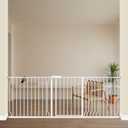 ALLAIBB Extra Wide Pressure Mounted Baby Gate Walk Through Child Kids Safety Toddler Tension White Long Large Pet Dog Gates with Extension for doorways Kitchen (71.65-85.03"/182-218cm, White)