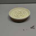 Elevated Slow Feeder Cat Bowls, Ceramic Cat Slower Feeding Bowl with Bamboo Stand, 5.9 Inch Wide Shallow Cats Bowls Whisker Friendly, Anti Vomiting Cats Slow Feeder for Dry or Wet Food Dishwasher Safe (Cream)