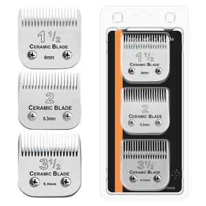 3 Pcs Professional Detachable Replacement Ceramic Blades set,compatible with Andis AGC,BDC,BGC,MBG Series,oster Classic 76/Star-Teq/Power-Teq ClippersCut Length 3/8-Inch 5/32-Inch 1/4-Inch
