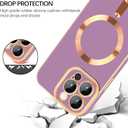 iPhone 15 Pro Max Case,iPhone 15 Pro Max Phone Case[Compatible with MagSafe] Magnetic Slim Thin lanyard Wrist Strap Plating Shockproof Protective Phone Cover for iPhone 15 Pro Max 6.7", Purple