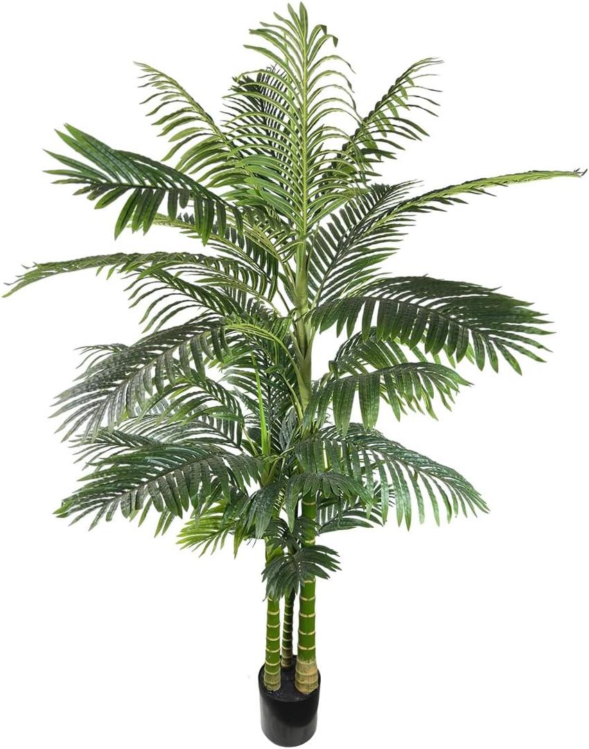 Artificial Areca Palm Tree 6ft Tall, Realistic Fake Plant, Suitable for Indoor and Outdoor Settings, Housewarming Gift