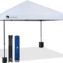 12x12 Pop up Canopy Tent Patented EZ Set up Instant Outdoor Canopy with Wheeled Carry Bag Bonus 4 Weight Sandbags, 8 Stakes and 4 RopesWhite