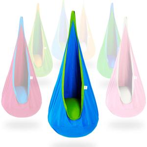 OUTREE Kids Pod Swing Seat, Cotton Child Hammock Swing Chair, Sensory Swing for Indoor and Outdoor Use, Blue
