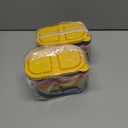 2 x 3 Pack Reusable Silicone Snack Containers with Lids, 8.5oz 2 Compartment Snackle Box Containers, Ideal Portable Small Snack Pack Containers for School, Office and Picnic (Blue, Pink, Yellow)