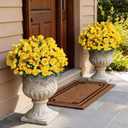 2 x 8 Bundles Artificial Roses for Front Door Outdoor Decor, Realistic Fake Silk Bouquets Flowers Faux UV Resistant Real Looking Rose Plants for Garden Balcony Farmhouse Home Spring Summer Decor (Yellow)