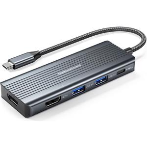 USB C to HDMI, Dual Monitor Adapter, DockteckExpand 5 in 1 Hub with 2 HDMI 4K, 2 USB 3.0, PD 100W Charging, USB C to MultiPort Adapter for Dell, HP, MacBook and Type C Devices