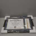 GraduationMall 11x17 Black Wood Diploma Frame with Tassel Holder for 8.5x11 Certificate Document,Real Glass,Navy Blue over Gold Mat