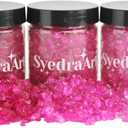 Syedra Crushed Glass for Resin Art, Set of 3,Broken Glass Pieces for Crafts 3-6mm 1LB (Pink)