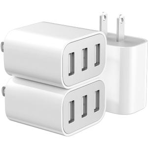 3-Port USB Wall Charger,Compatible with iPhone 14/13/12/11 Pro Max,Mini,SE,XR,XS MAX,XS, X,8 Plus, iPad Pro, Air, Mini,Samsung Galaxy S5 S6 S7 Edge,LG,Android and More (3, USB Type A)