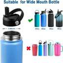 2 x Straw Lid for Hydro Flask Wide Mouth Bottle 16 18 20 32 40 64oz,Flip Flask Cap for Hydroflask,Leak Proof Sports Water Bottle Top Accessories (Black)