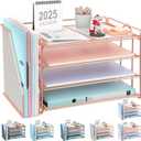 gianotter 4-Tier Paper Organizer With Magazine Holder, Desk Organizers and Accessories, Desk Accessories & Workspace Organizers, File Organizer for Office Supplies Storag (Rose Gold, 4-Tier)