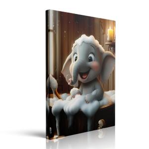 Whimsical Elephant Canvas Wall Art Framed Nursery Animal Decor 12x16 Inch