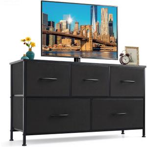5-Drawer Dresser for Bedroom, Anti-Tip Wide Storage Organizer Fabric, 11.8"D x 39.4"W x 20.9"H