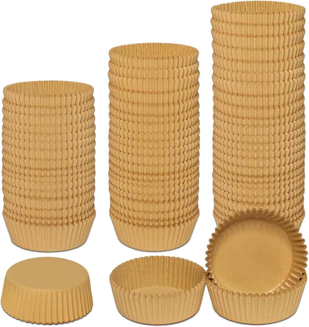 Extra Jumbo Cupcake Liners 200 Pcs, 3.54 Inch Parchment Muffin Liners for Baking, Muffin Papers Baking Cups (Brown)