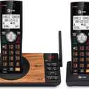 AT&T CL82267 DECT 6.0 2-Handset Cordless Phone for Home with Answering Machine, Call Blocking, Caller ID Announcer, Intercom and Long Range, Black & Wood Grain Finish