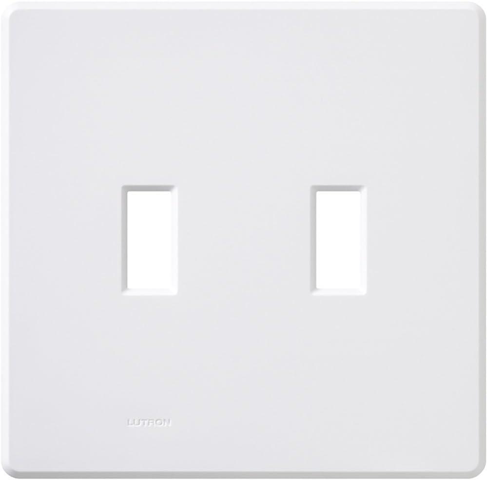 Lutron Fassada 2 Gang Wallplate for Toggle-Style Dimmers and Switches, FG-2-WH, White (1-Pack) (White)