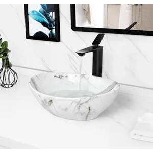 Tysun Oval Vessel Sink, 16'' x 13'' Oval Bathroom Sink, Modern Above Counter White Porcelain Ceramic Bathroom Vessel Sink Bowl