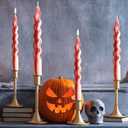 Zhengmy 4 Pcs Halloween Bleeding Candles White Vampire Tears Spiral Taper Candle Red Blood Drip Spooky Gothic 7 Inch Twisted Dinner Candlestick for Halloween Table Party Decor