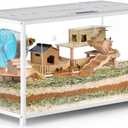 BORISI Hamster Cage Metal - Chewproof Large Hamster Cage Guinea Pig Cages, Hamster Habitat Stackable with Top Access, Easy Assemble Dwarf Syrian Hamster Tank for Gerbil (40.5L x 22W x 20.8H, White)