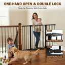 Mumeasy 29.7-57" Extra Wide Baby Gate, Auto Close Large Dog Gate for Doorways, No Drilling Pressure Mounted Pet Safety Gate for Stairs, Easy Walk Through Child Gate for Hallways, House, Indoor, Black