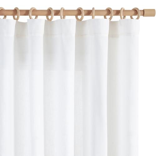 jinchan White Linen Curtains 120 Inchs Long 2 Panel Set Boho Curtains for Living Room Bedroom Light Filtering Farmhouse Drapes Aesthetic Decor 10ft Extra Long Drapes, Rod Pocket/Back Tab 50W x 120L