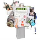 Pet Supply Storage Organizer Wall Mount Adjustable Metal Storage Shelving Unit, 16 Hooks, Tray, Mesh Bag For Holding Dog Toys, Treats, Coats | Dog Leash Holder For Wall with Shelf, 16 Inch Wide, White