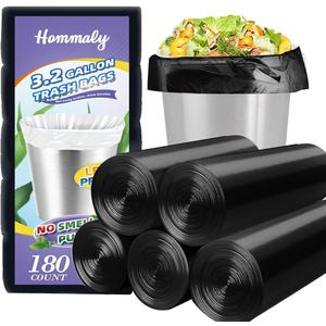 Hommaly 1 Gallon Small Black Trash Bags, 140 Count, Leakproof and Strong, Ideal for Office, Kitchen, Bathroom, and More