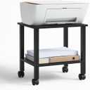 2 Tier Printer Stand with Storage,Under Desk Shelf Printer Table, Rolling Printer Cart for Office,Home,Black
