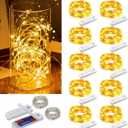 ZNYCYE 10 Pack Fairy Lights with Timer,10ft 30 LED String Lights 8 Modes Fairy Lights Battery Operated Waterproof for DIY Wedding Party Bedroom Mason Jars Christmas Decorations (Warm White)