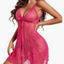 Avidlove Babydoll Lingerie for Women Honeymoon V Neck Chemise Sexy Exotic Open Front Negligee Small
