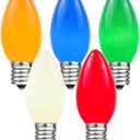 Novelty Lights 25 Pack C9 Ceramic Outdoor Christmas Replacement Bulbs, Multi, E17/ C9 Intermediate Base, 7 Watt