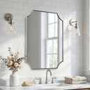 Chrome Mirror for Bathroom, 24"x32" Polished Chrome Rectangle Mirror, Scalloped Bathroom Mirror in Rust-Proof Stainless Steel Thin Frame Deep 1", Wall Mount Vertical or Horizontal