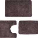 3 Pieces Luxury Bathroom Rug Set with U-Shaped Toilet Rug, Non-Slip Rubber Bottom, Thick Microfiber Fluffy Plush, Water absorption, Quick Dry, Ultra Soft, Bath Mats for Bathroom, Tub(Chocolate)