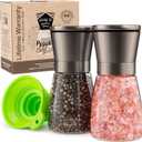 Home EC Original Gun Metal Bronze Salt and Pepper Grinder Set of 2 - Adjustable Ceramic Grinder - Glass Salt and Pepper Shakers With Funnel and Ebook - Spice Mill - Bronze Kitchen Accessories